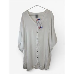 Hurley Women's Top Short Sleeve White Size L or M Night Gown Pajama Shirt NWT